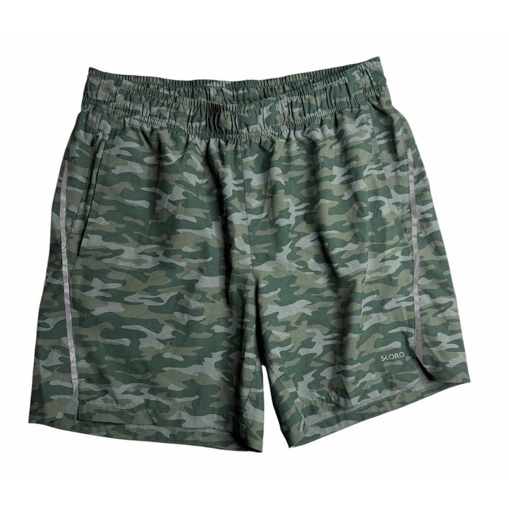 Skora Qwickdry Camo Running Shorts Men's Large Green Camouflage Athletic
